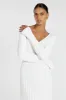 REIGN WHITE SLEEVED KNIT MIDI DRESS sold by Dissh