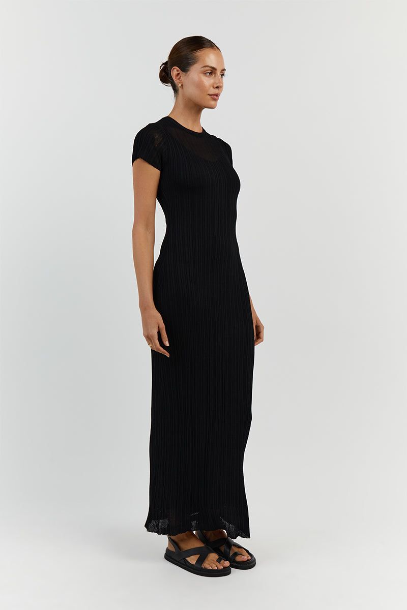 HARPER BLACK CAP SLEEVE MIDI DRESS sold by Dissh product image thumbnail 3