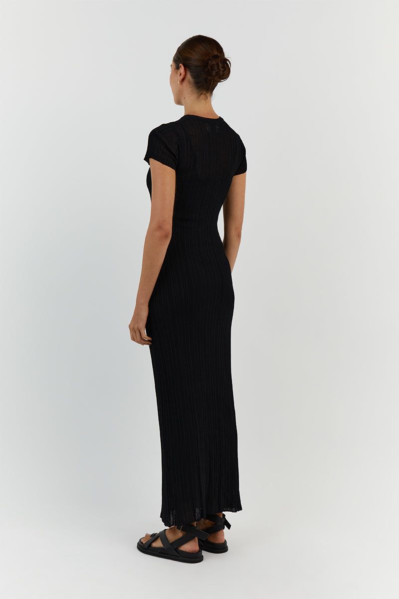 HARPER BLACK CAP SLEEVE MIDI DRESS sold by Dissh product image thumbnail 4