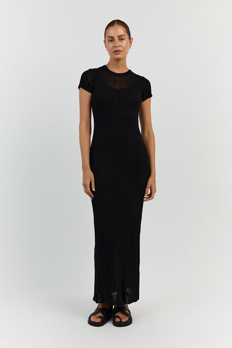 HARPER BLACK CAP SLEEVE MIDI DRESS sold by Dissh product image thumbnail 2