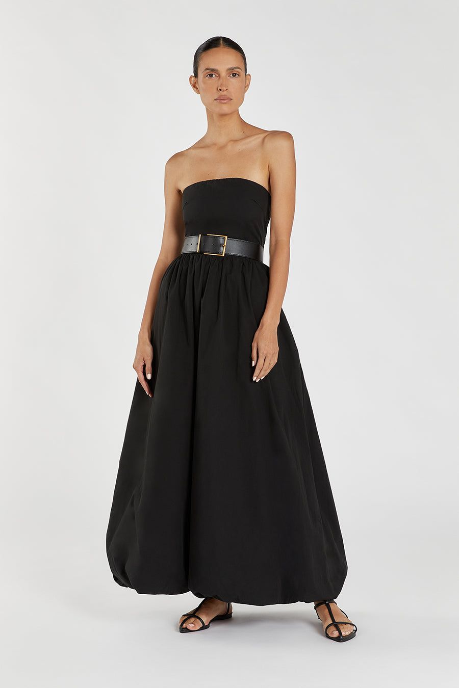 MONTY BLACK COTTON BUBBLE DRESS sold by Dissh