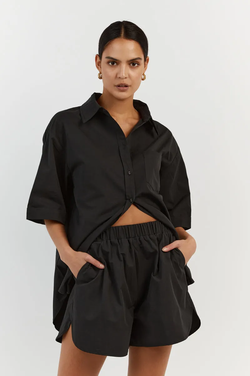 MAXIE BLACK COTTON SCOOP SHORT sold by Dissh product image thumbnail 2