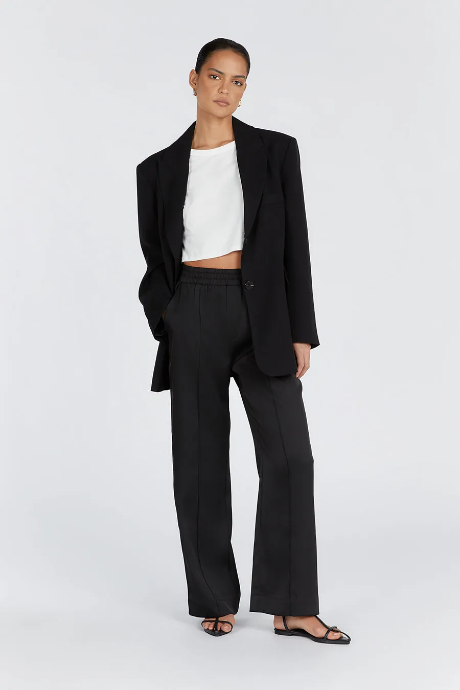 OSLO SATIN BLACK PANT sold by Dissh