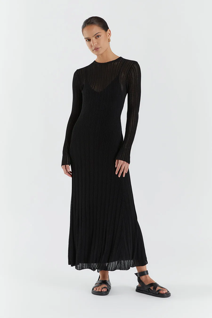 ESTELLA BLACK KNIT MIDI DRESS sold by Dissh product image thumbnail 2