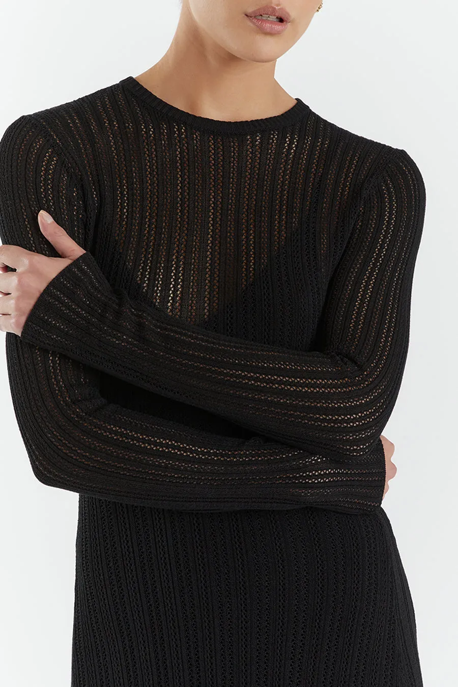 ESTELLA BLACK KNIT MIDI DRESS sold by Dissh product image thumbnail 5