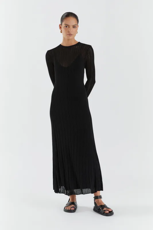 ESTELLA BLACK KNIT MIDI DRESS sold by Dissh