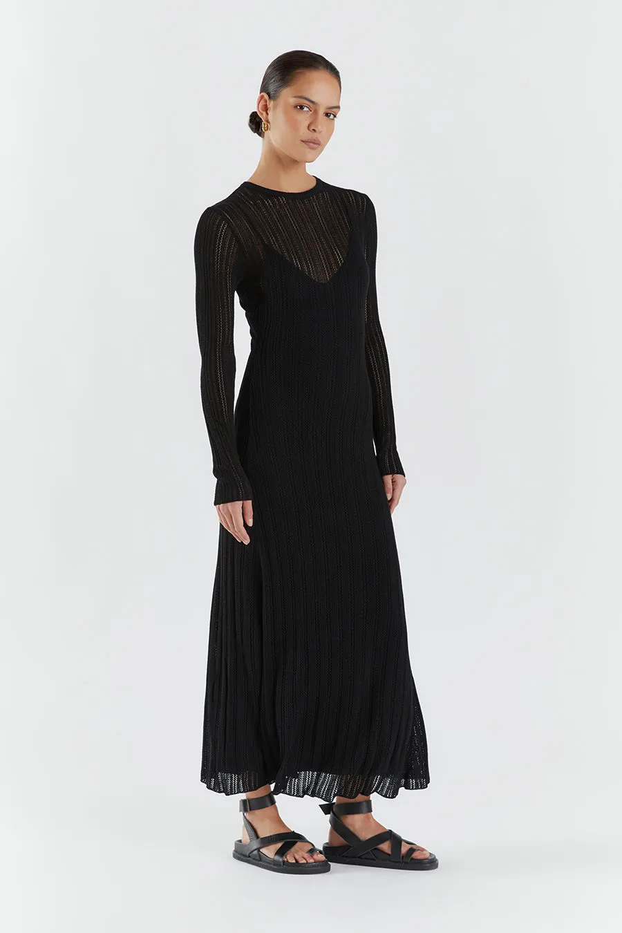 ESTELLA BLACK KNIT MIDI DRESS sold by Dissh product image thumbnail 3