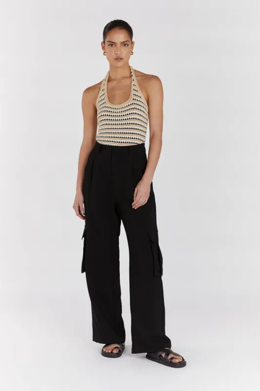 MIMI NATURAL STRIPE CROCHET HALTER TOP sold by Dissh