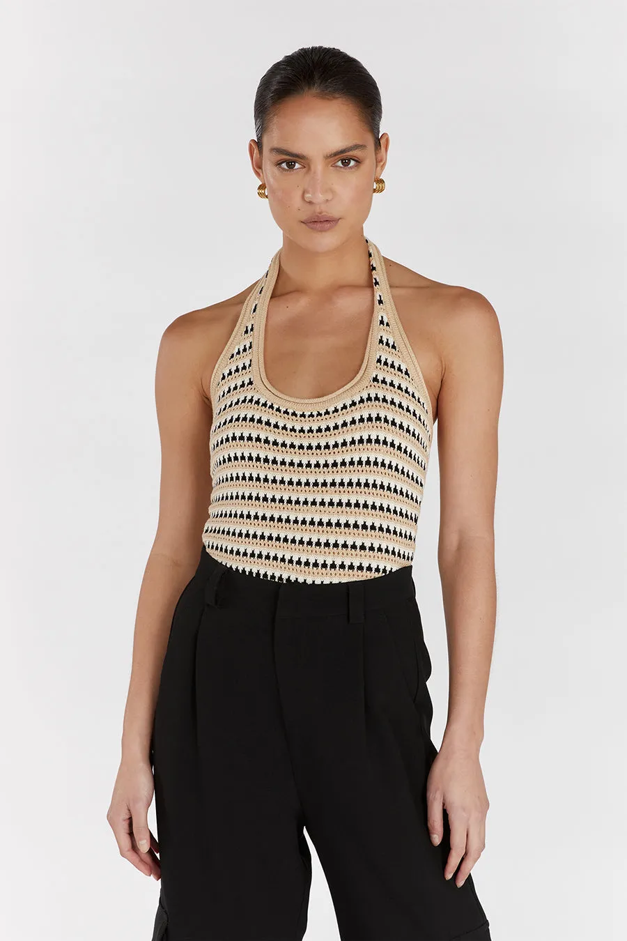 MIMI NATURAL STRIPE CROCHET HALTER TOP sold by Dissh product image thumbnail 2