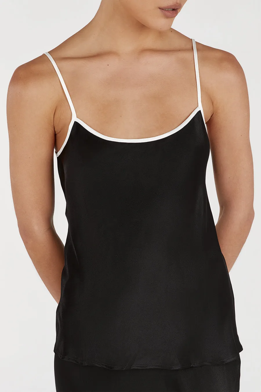 LETTY BLACK SATIN CONTRAST CAMI sold by Dissh product image thumbnail 5