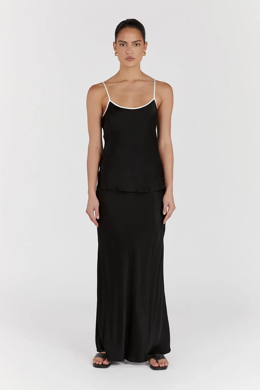 LETTY BLACK SATIN CONTRAST CAMI sold by Dissh