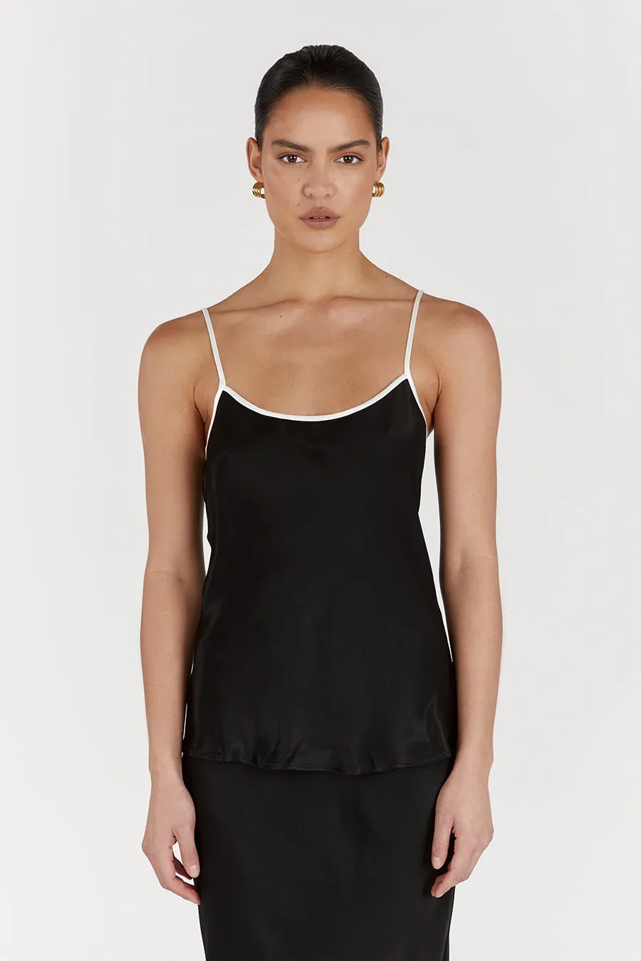 LETTY BLACK SATIN CONTRAST CAMI sold by Dissh product image thumbnail 2