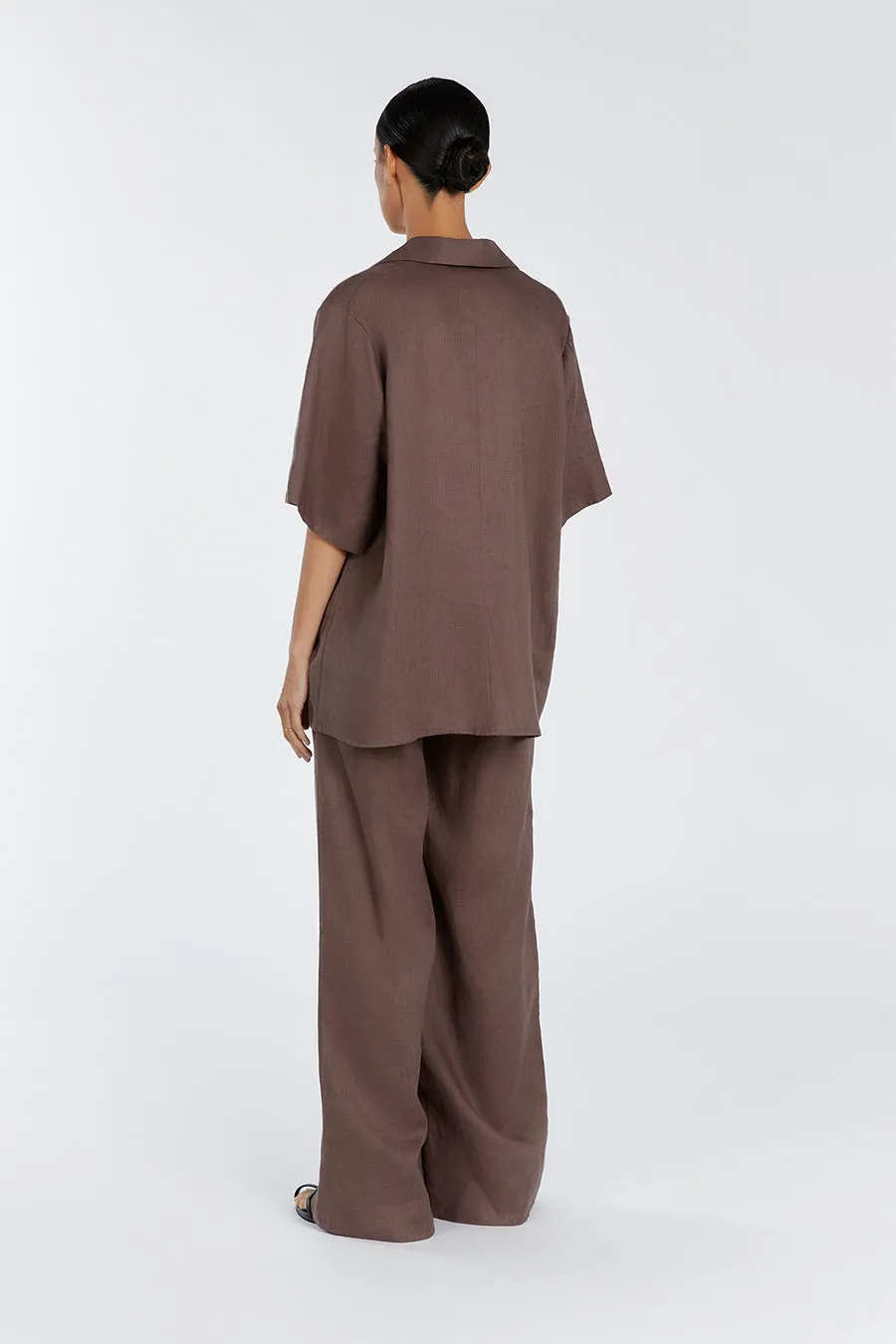 GINA CHOC LINEN ELASTIC WAIST PANT sold by Dissh product image thumbnail 5