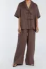 GINA CHOC LINEN ELASTIC WAIST PANT sold by Dissh