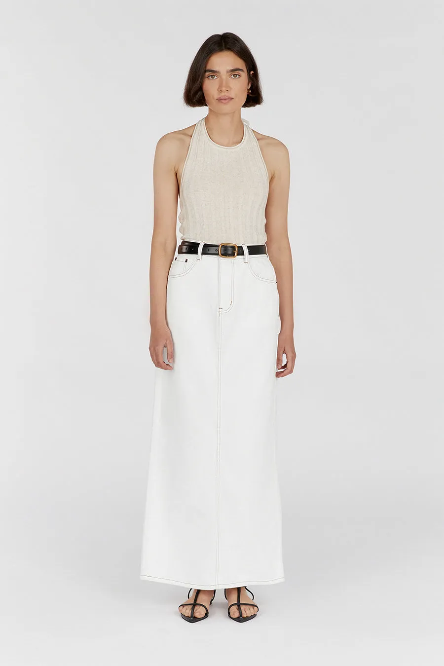 GOLDIE NATURAL HALTER TOP sold by Dissh