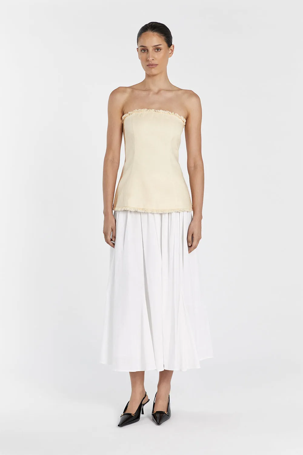 ZAHARA LEMON LINEN FRINGED TOP sold by Dissh product image thumbnail 2