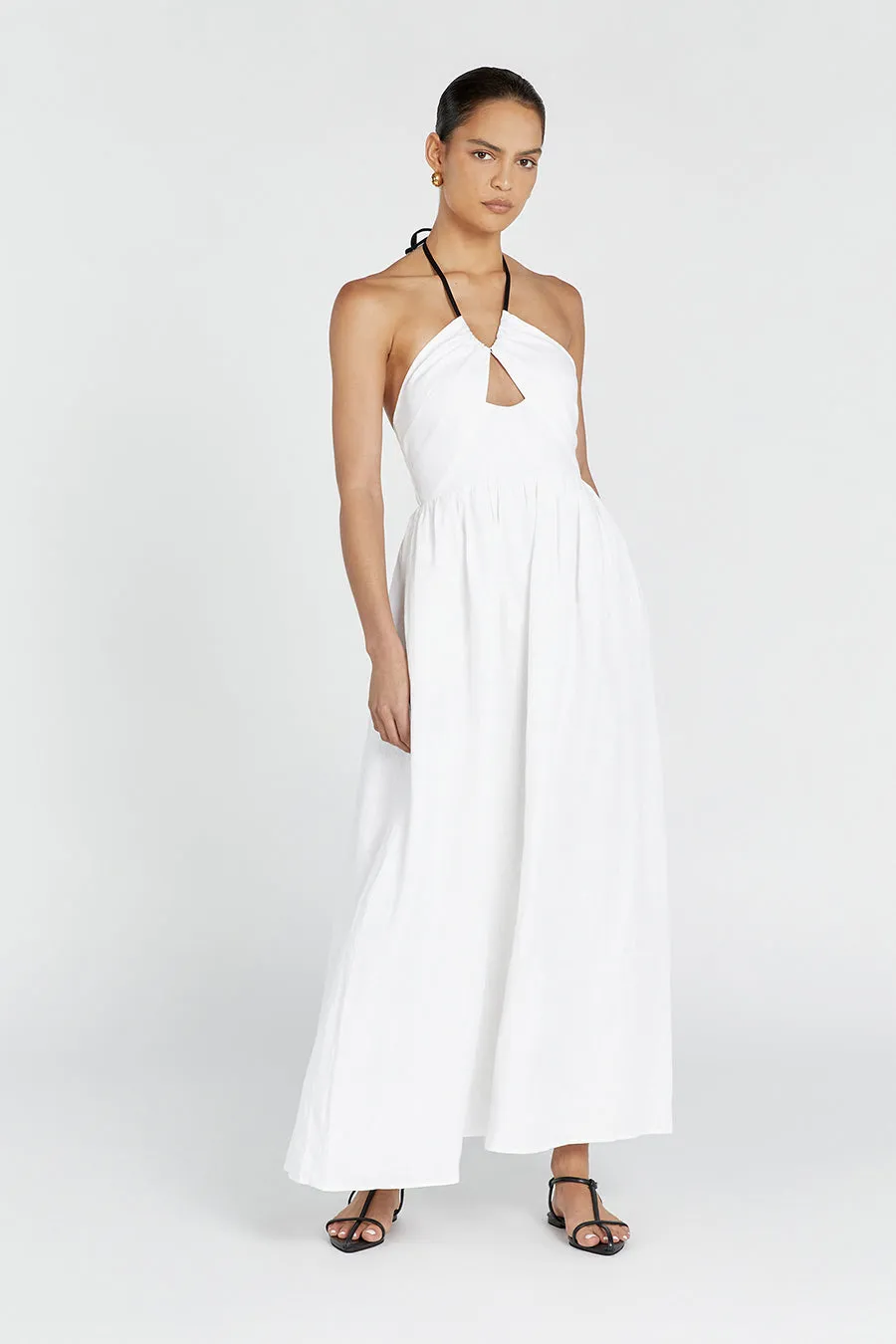 ALYSSA WHITE LINEN MAXI DRESS sold by Dissh