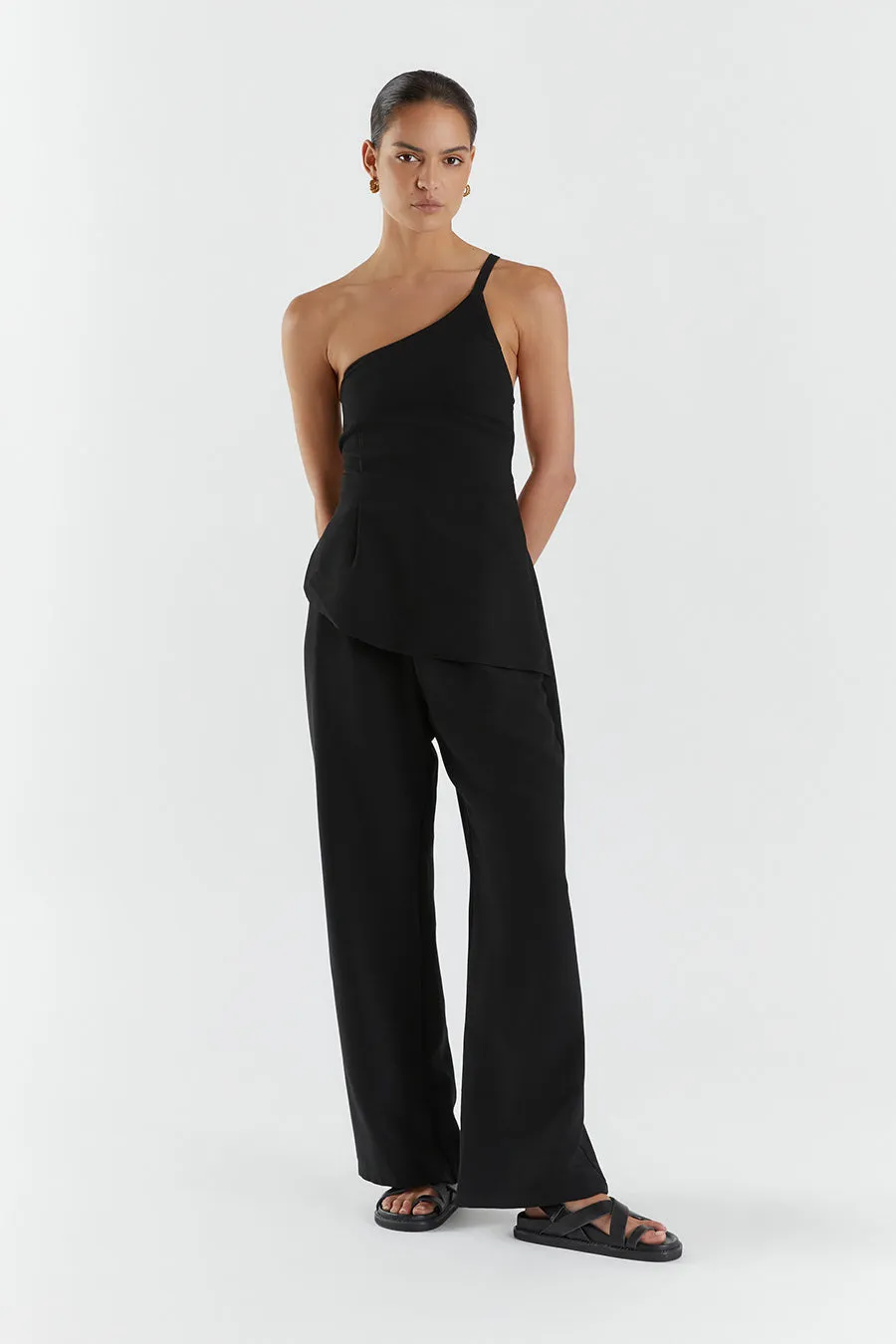 ROWAN BLACK ASYM TOP sold by Dissh