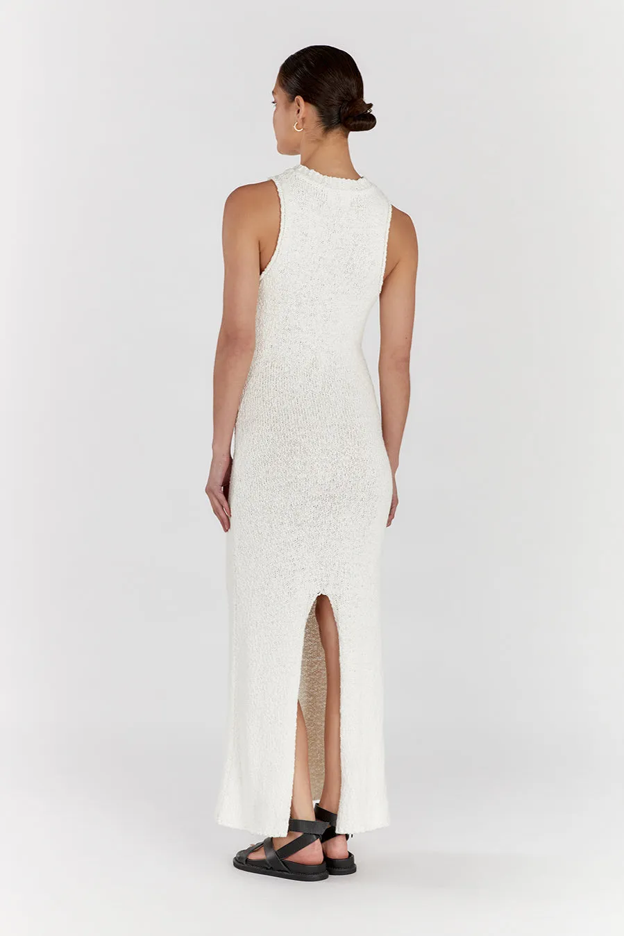 DION OFF WHITE BOUCLE CREW MAXI DRESS sold by Dissh product image thumbnail 4