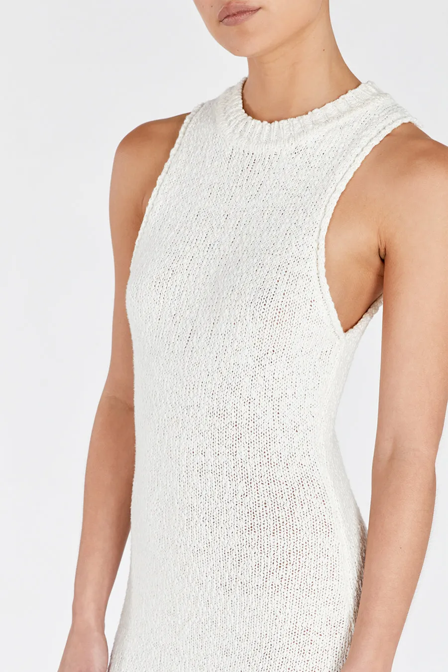 DION OFF WHITE BOUCLE CREW MAXI DRESS sold by Dissh product image thumbnail 5