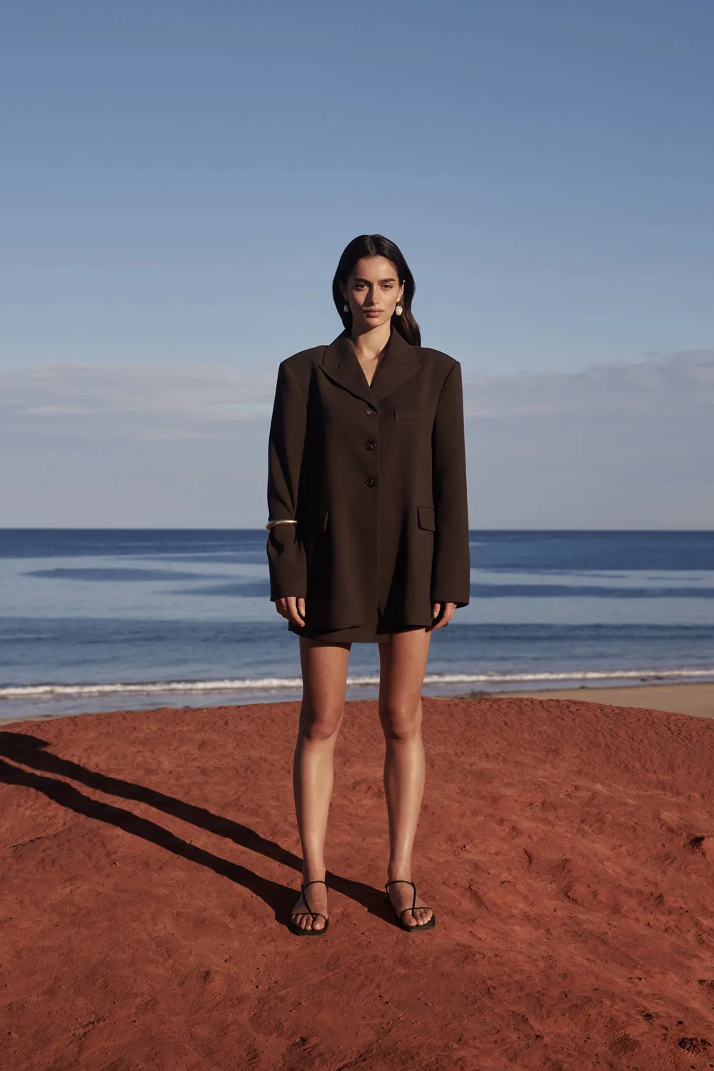 LIV BITTER CHOC BOYFRIEND BLAZER sold by Dissh