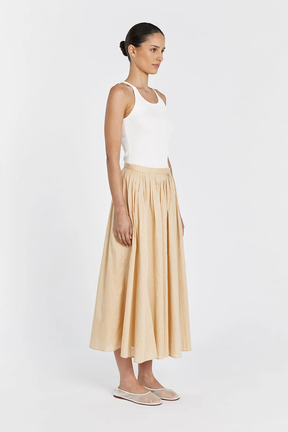 TIA SAND LINEN CIRCLE MIDI SKIRT sold by Dissh product image thumbnail 5