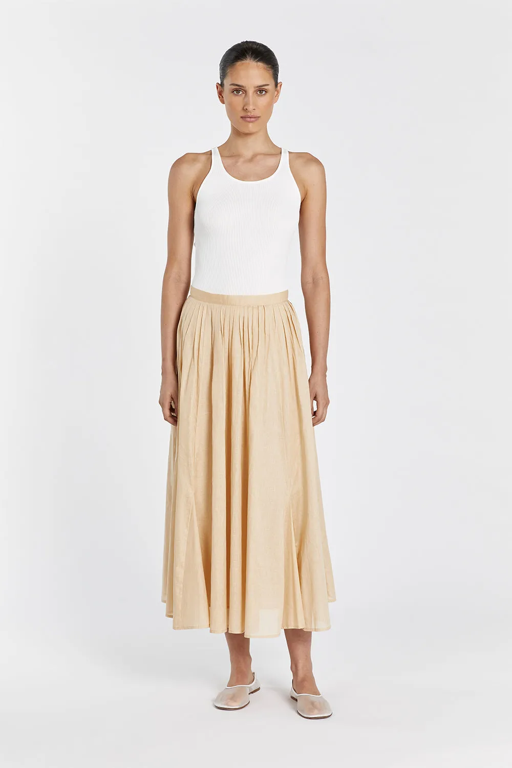 TIA SAND LINEN CIRCLE MIDI SKIRT sold by Dissh product image thumbnail 3