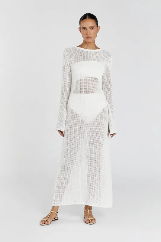 MARGOT OFF WHITE CREW NECK MIDI DRESS made by Dissh