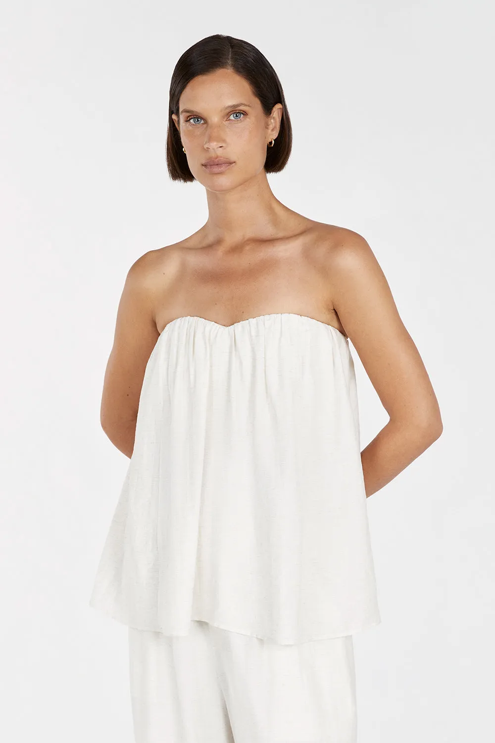 SHANIYA OFF WHITE STRAPLESS TOP sold by Dissh product image thumbnail 3