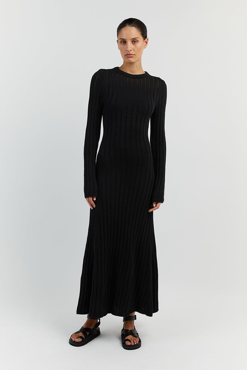 STEVIE BLACK LONG SLEEVE MAXI DRESS sold by Dissh