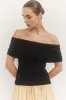 CONRAD BLACK OFF SHOULDER TOP sold by Dissh