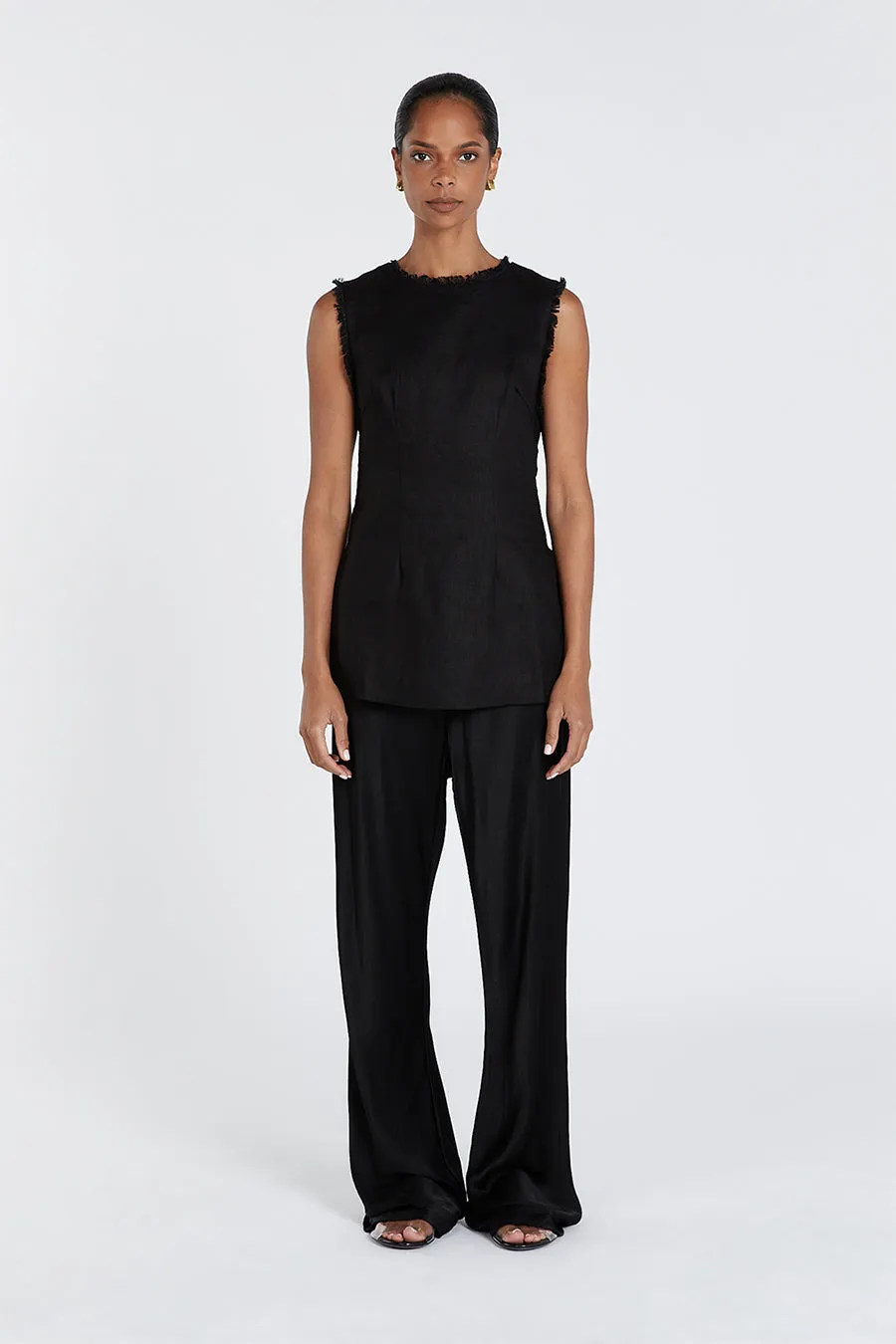 MYKA BLACK SATIN PANT sold by Dissh