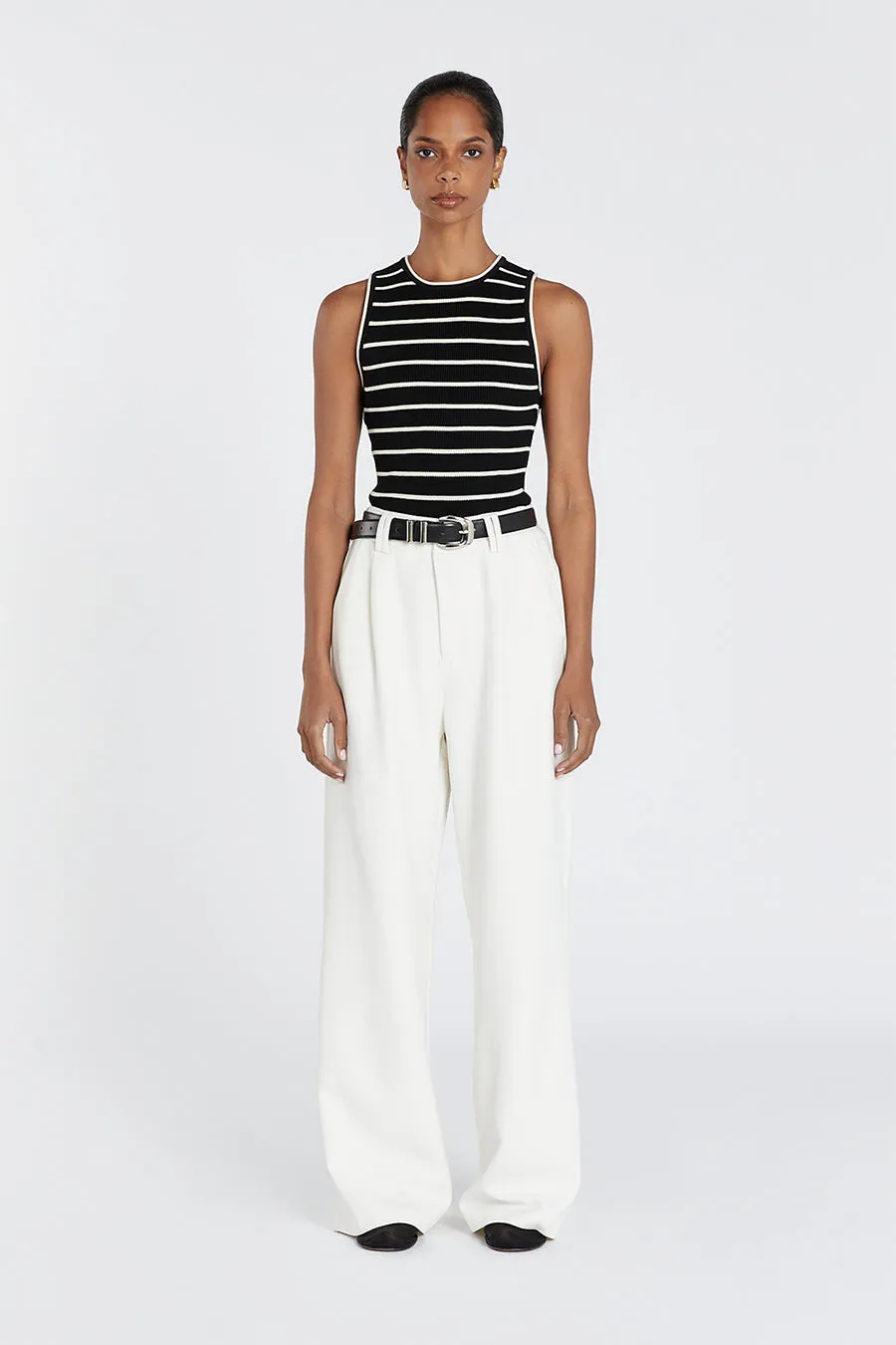 HENRY BLACK STRIPED KNIT TANK sold by Dissh