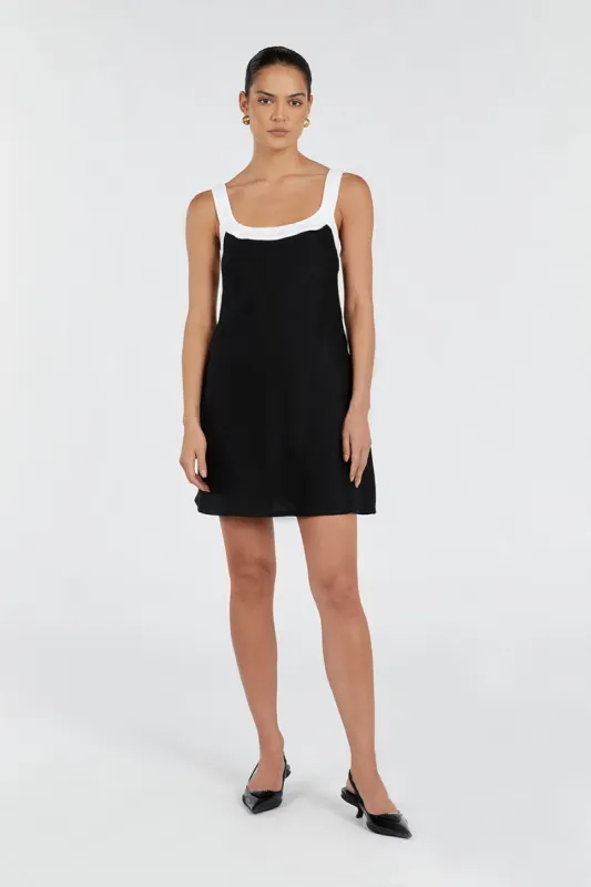 CARTER BLACK LINEN SHIFT MINI DRESS sold by Dissh