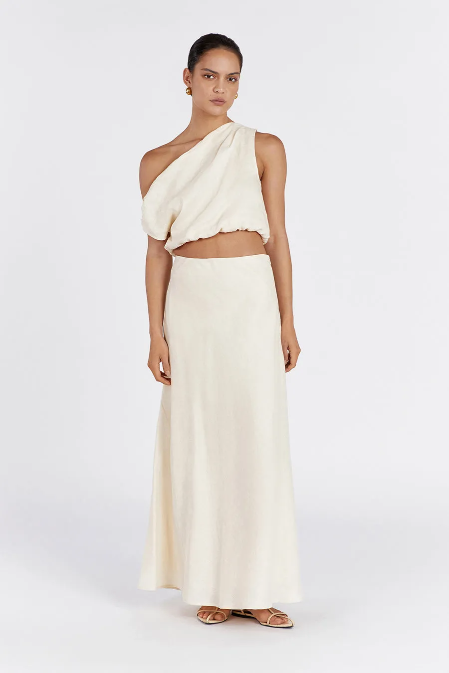 CASS BUTTERMILK LINEN CROP TOP sold by Dissh