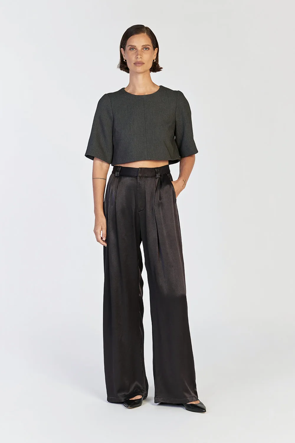 ZOE SLATE SATIN PANT sold by Dissh