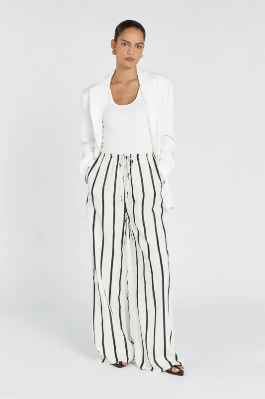 ELLIOTT CREAM STRIPE LINEN PANT sold by Dissh