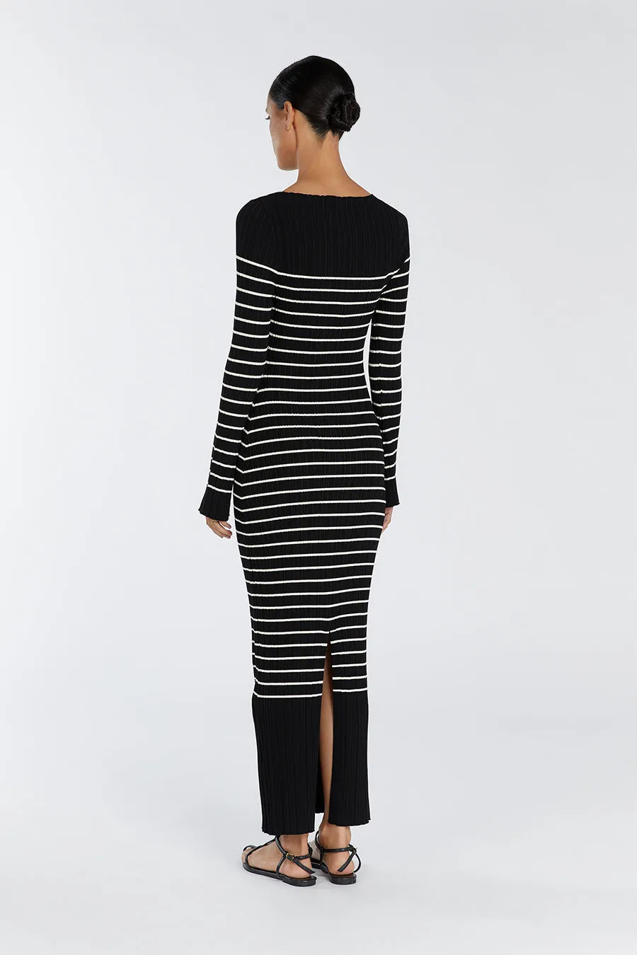 BILLIE BLACK STRIPE LONG SLEEVE MIDI DRESS sold by Dissh product image thumbnail 4