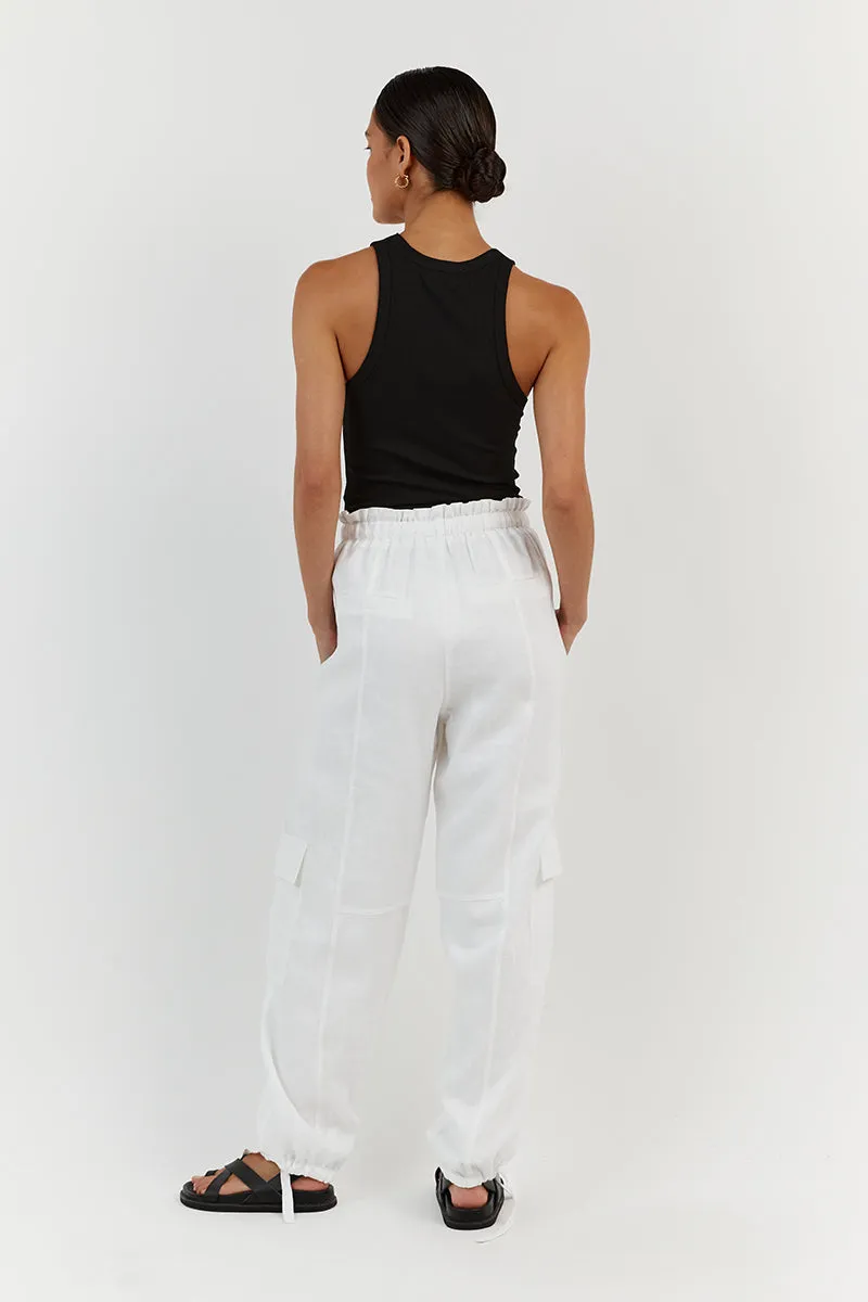 ISLA WHITE LINEN CARGO PANT sold by Dissh product image thumbnail 4