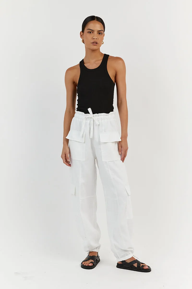 ISLA WHITE LINEN CARGO PANT sold by Dissh product image thumbnail 2