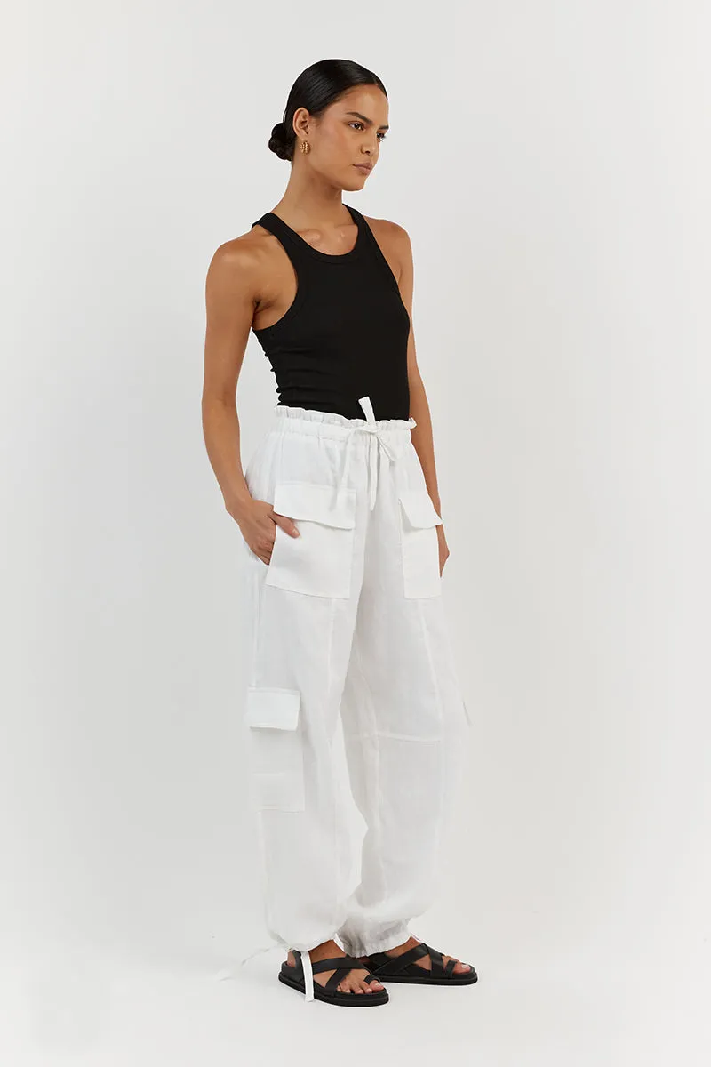 ISLA WHITE LINEN CARGO PANT sold by Dissh product image thumbnail 3