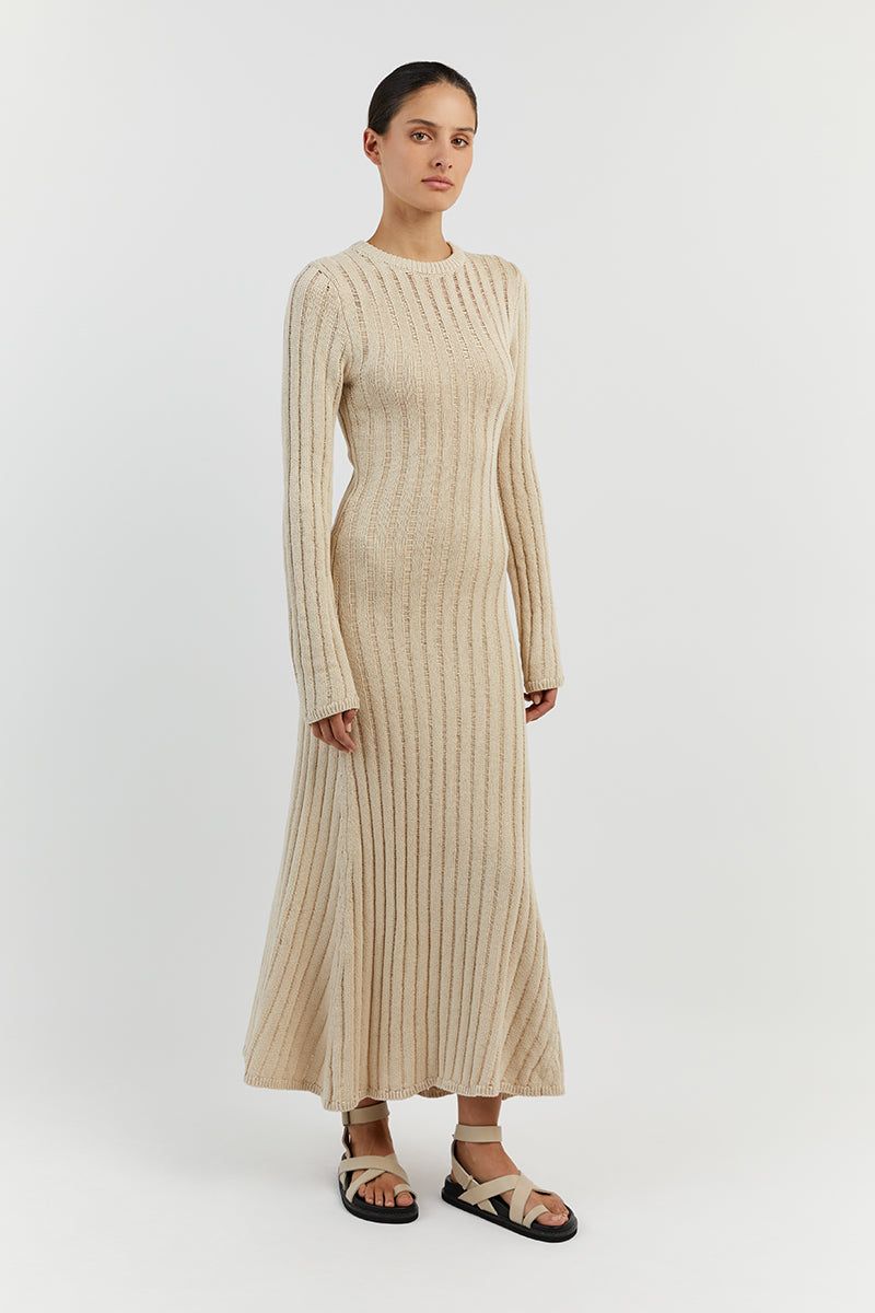 STEVIE NATURAL LONG SLEEVE MAXI DRESS sold by Dissh product image thumbnail 3