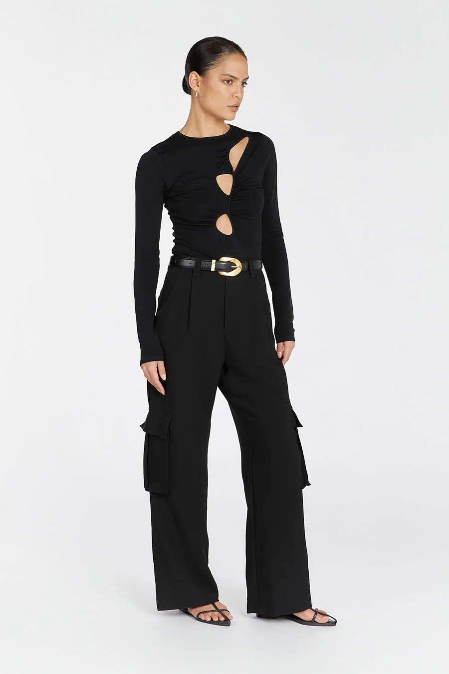 MONIQUE BLACK LONG SLEEVE KNIT TOP sold by Dissh product image thumbnail 3