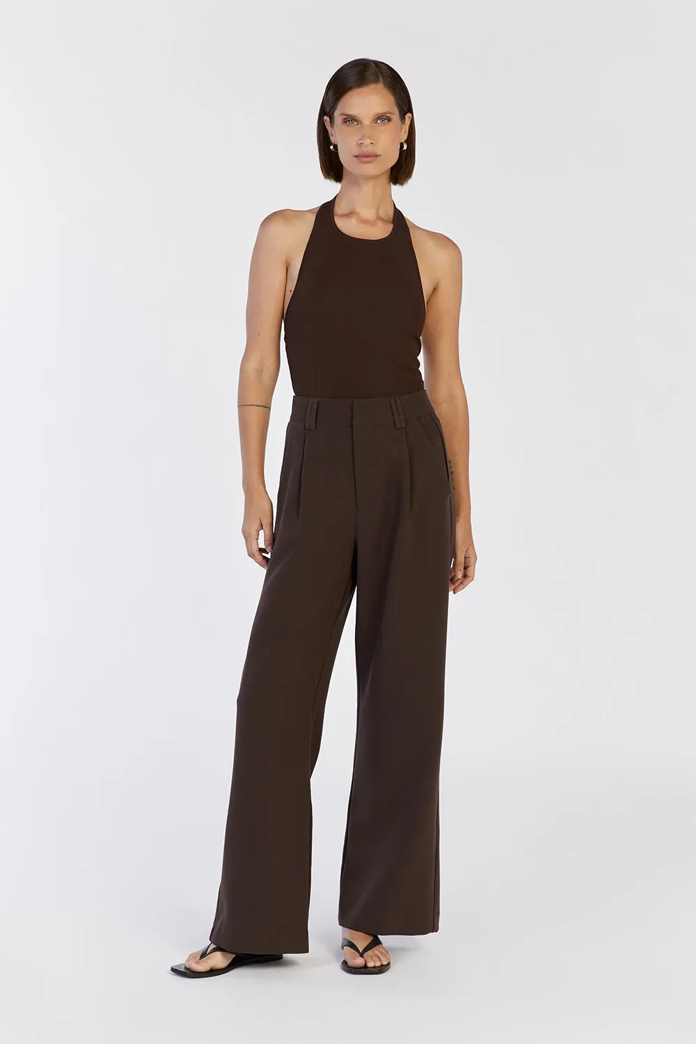 KARLIE CHOC HALTER TOP sold by Dissh