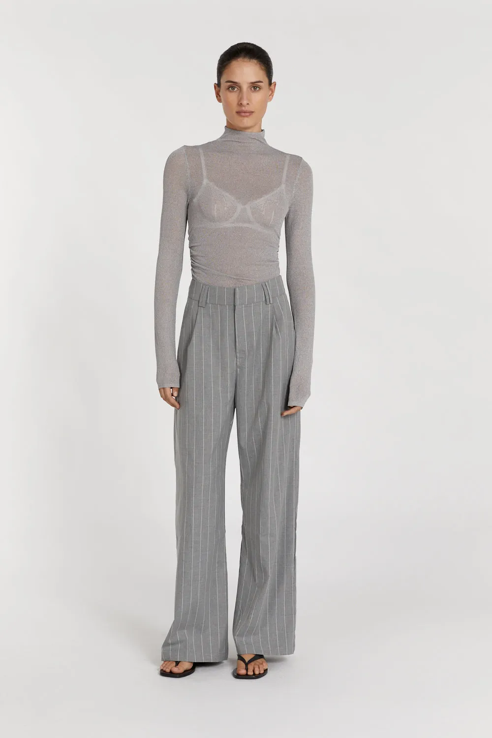 CONSTANCE GREY MARLE LONG SLEEVE KNIT TOP sold by Dissh