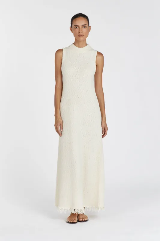 DAKOTA NATURAL HIGH NECK MAXI DRESS sold by Dissh