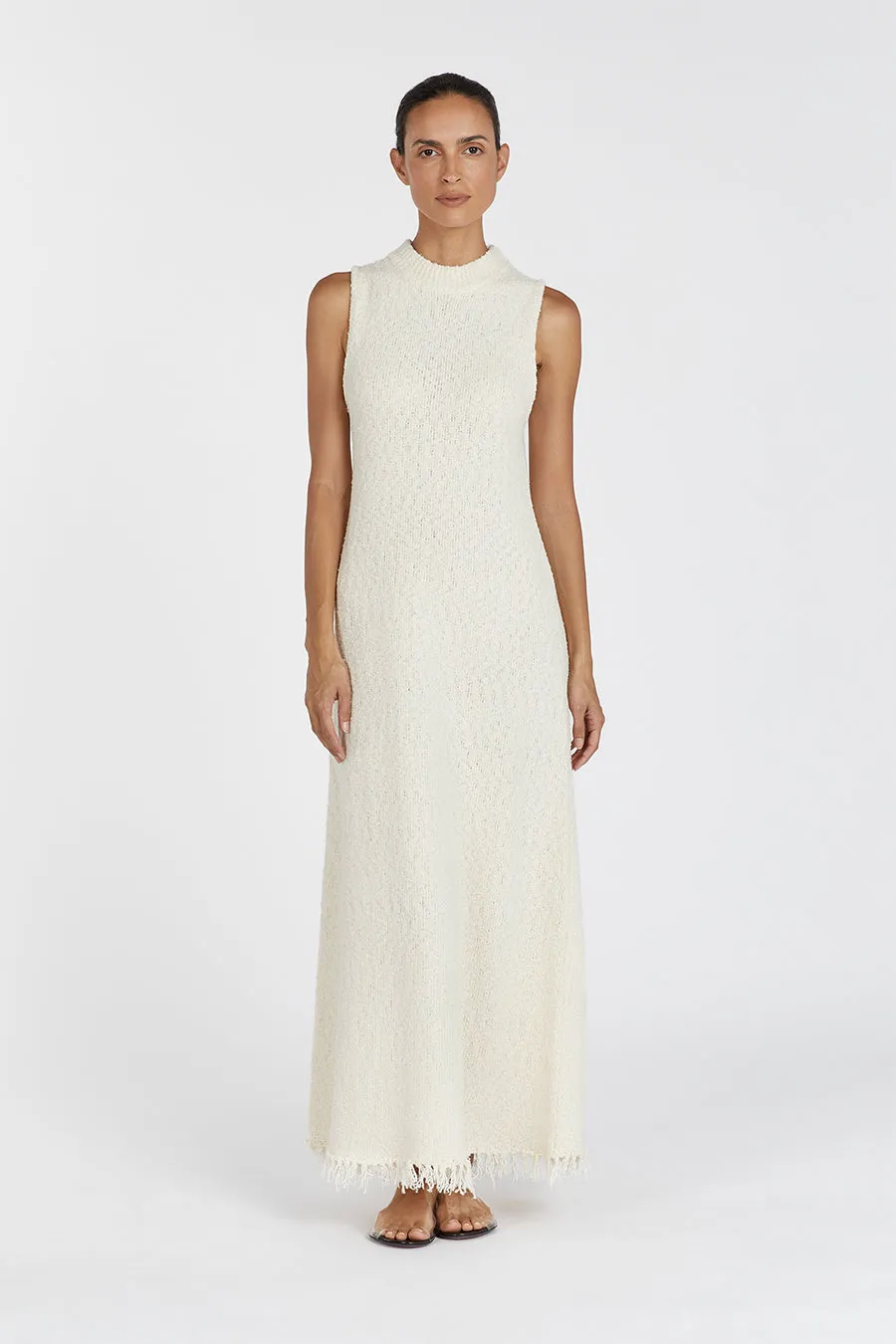 DAKOTA NATURAL HIGH NECK MAXI DRESS sold by Dissh