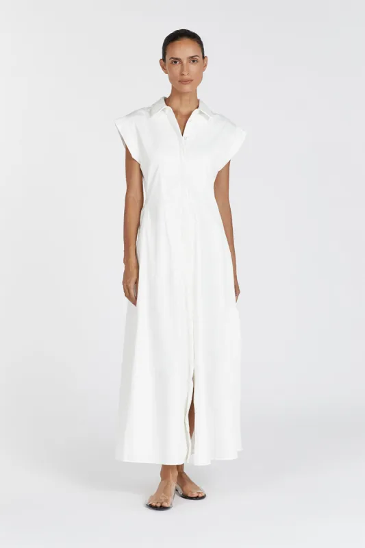 LAUREN WHITE COTTON MIDI DRESS sold by Dissh