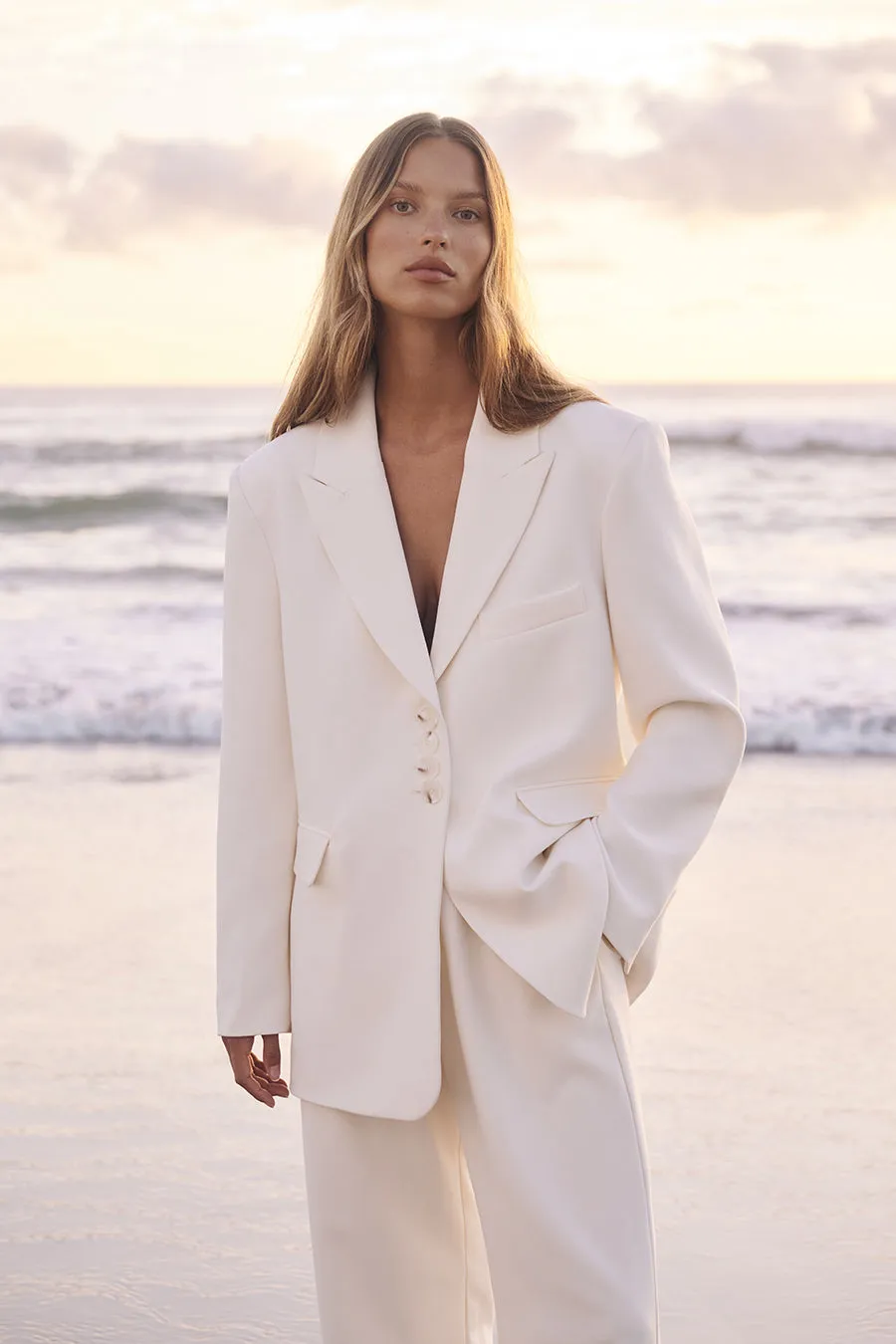 CAREY CREAM BLAZER sold by Dissh