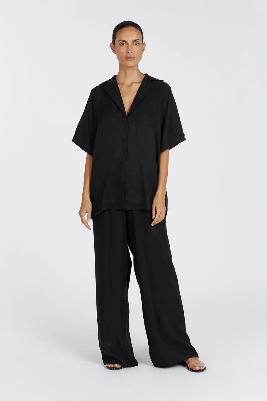 KINGSTON BLACK SHORT SLEEVE SHIRT sold by Dissh